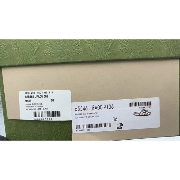 Gucci Unisex Rubber GG LogoInterlock Slide Monogram Sandals Size36 - Picture 7 of 9